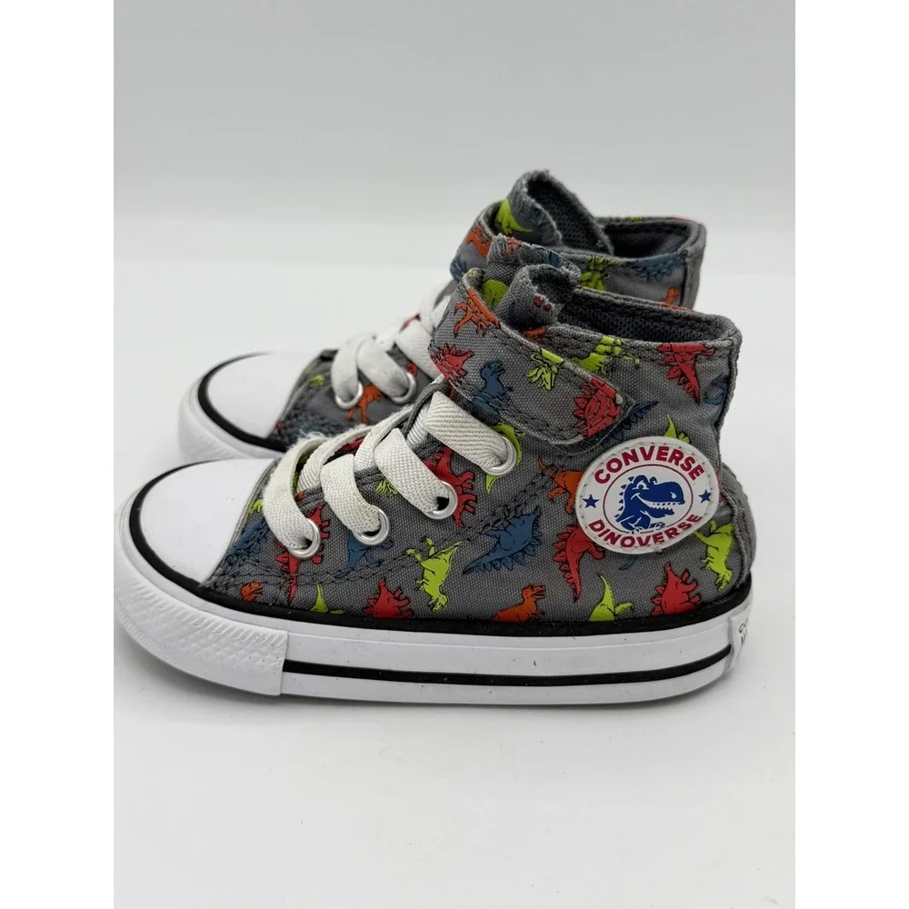 Converse Chuck Taylor Toddler's Dinoverse High-Top Grey Sneakers Size 5
